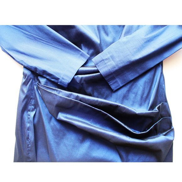 Talbot Runhof Komoe3 Cocktail Dress / Size 88 / Size 38 / Navy Blue Gathered - Picture 6 of 12